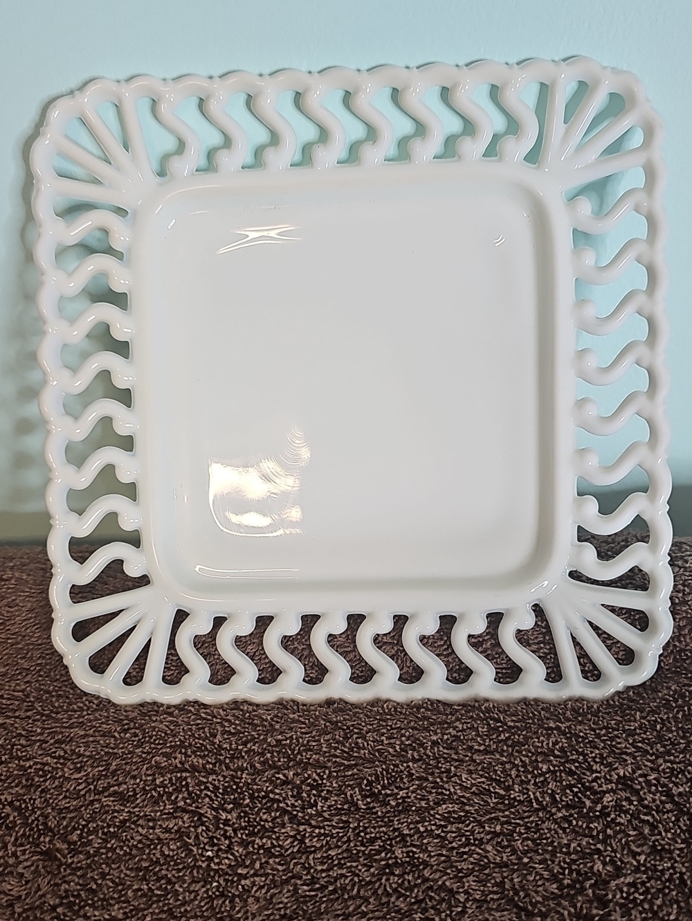 Westmorland White Milk Glass Decorative Square Serving Plate - Picture 1 of 4